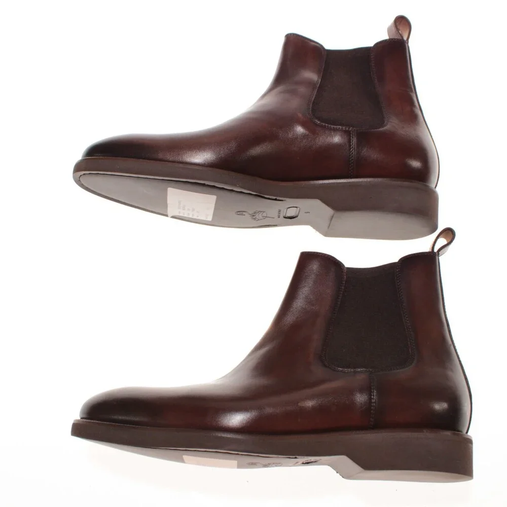 Pastori NWD Pertinax Pull On Chelsea Boots Size 9 US in Brown Leather